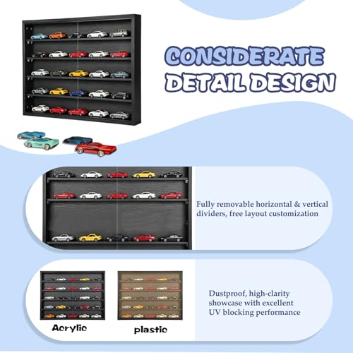 Image of Large Car Display Case, PKHROR Oversized Diecast Car Display Frame with UV Protection, Wall Mount for Toy Cars and Collectible Models, Black