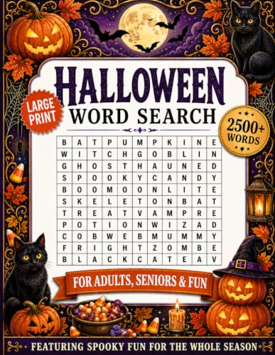 Halloween Word Search: Large Print Puzzle Book for Adults, Seniors & Teens — 2,500+ Spooky Words Across 80+ Themed Puzzles for Hours of Frightfully Fun Relaxation image 2
