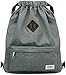 KAUKKO Drawstring Sports Backpack Gym Yoga Bag Shoulder Rucksack for Men and Women (1031-lightgrey)