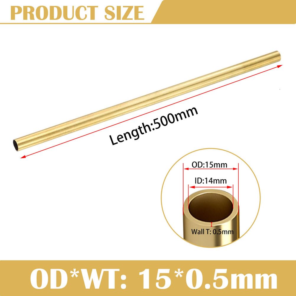 Tube Laiton H62 Tube Rond Creux 15 à 16mm Diamètre 500mm Longueur Parfait pour Projets d'Ingénierie Modèles DIY Réparations d'Atelier et Applications Thermiques,15×0.5mm