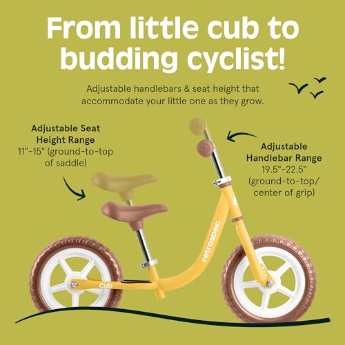 Image of Retrospec Cub Toddler Balance Bike for Ages 18 Months - 3 Years - 12in No-Pedal Beginner Bicycle with Adjustable Seat, Puncture-Proof Tires & Safe Low Frame Design