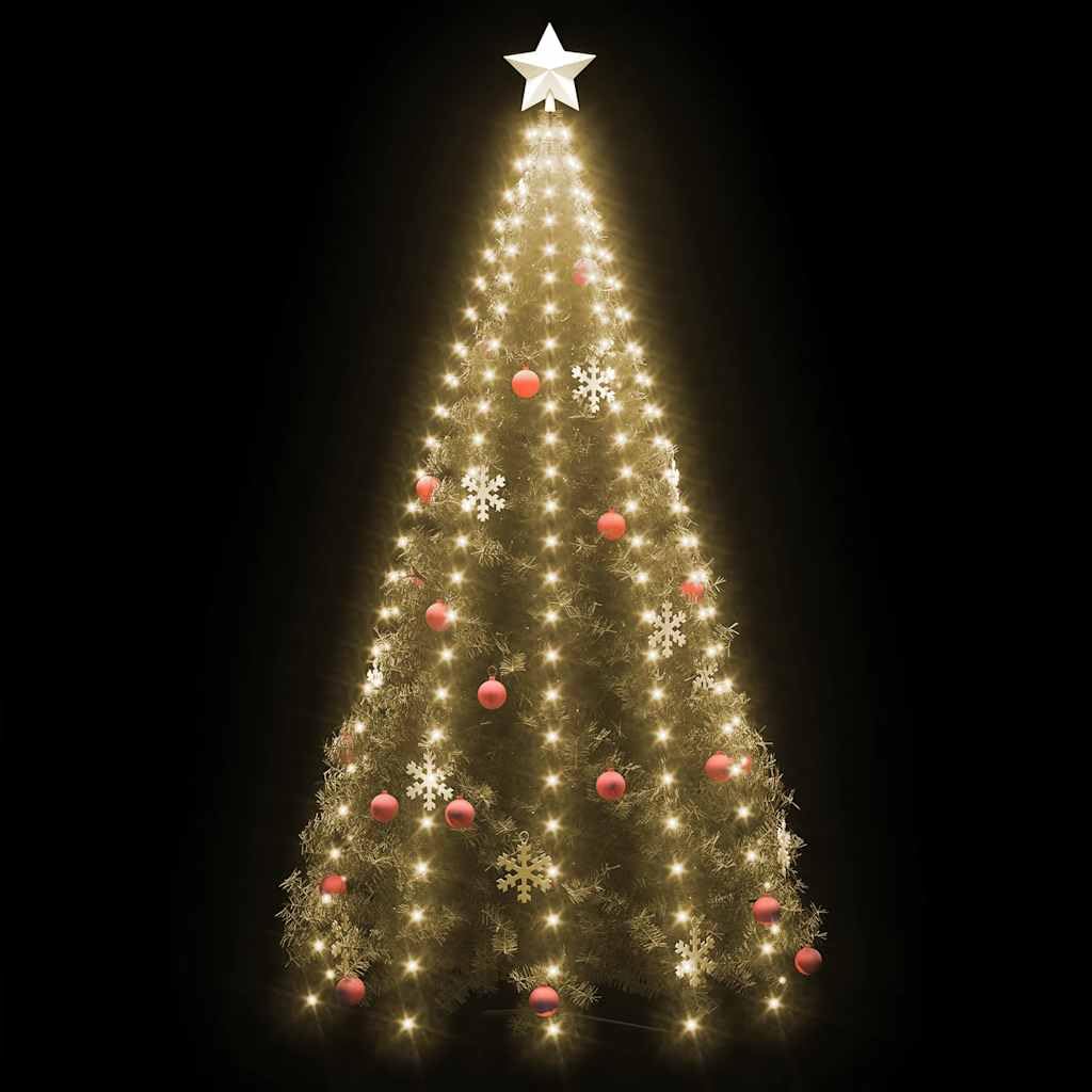 Siatka świetlna na choinkę z 250 diodami LED, ciepła biel, materiał PCW, wysokość 250 cm, 10 łańcuchów świetlnych, wodoszczelna, do użytku wewnątrz i na zewnątrz, z kablem przyłączeniowym o