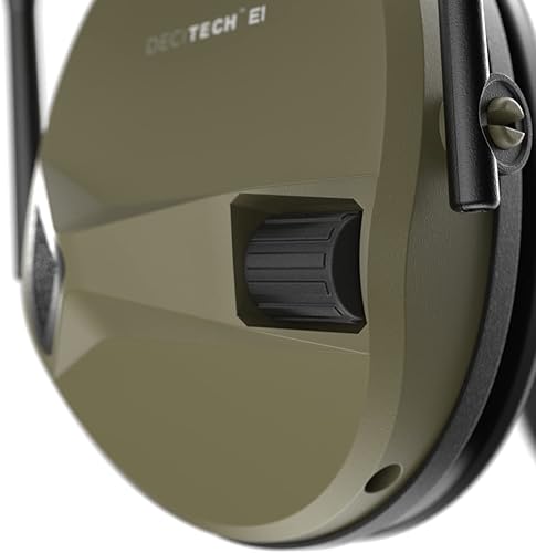 Miniatura 7 de Defender Safety Decitech E1 - Protección auditiva activa electrónica, disparo, rango, caza, orejeras tácticas, 24 NNR (verde oliva)