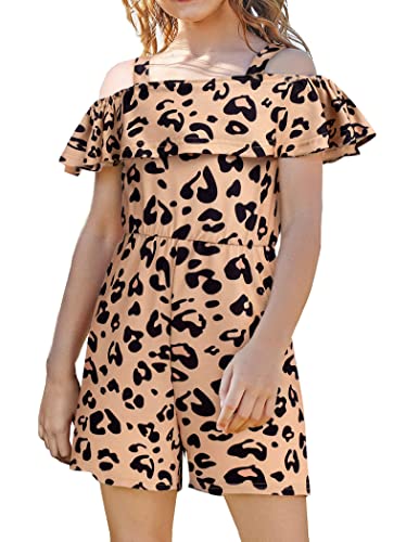 Hopeac 5T Girls Clothes Summer Rompers Leopard Print Backless Jumpsuit Shorts Sleeveless Cute Clothing For Kids #TOP6