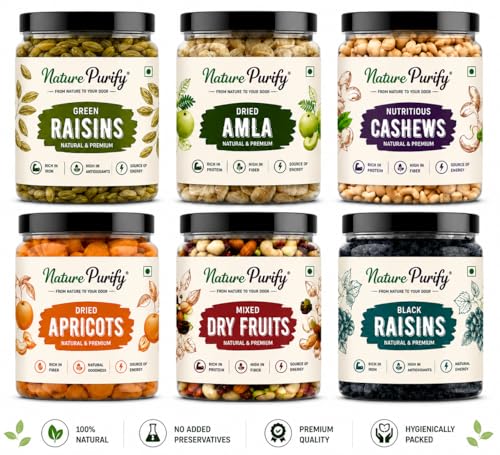 Image of Nature Purify Premium Dried fruits Combo 1.5 kg (Cashew, Green Raisins, Apricots, Black Raisins, Amla, Mixed Nut & More.)
