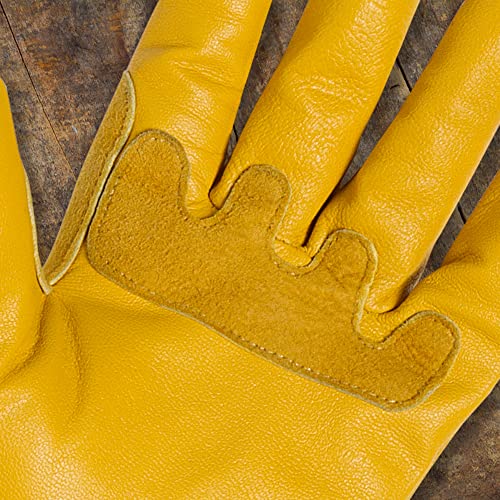 Gorilla Easy Connect Gardening Gloves Lightweight Tough Heavy Duty Long Sleeve Leather Pruning Gloves With Adjustable Strap - Small - Yellow #TOP5