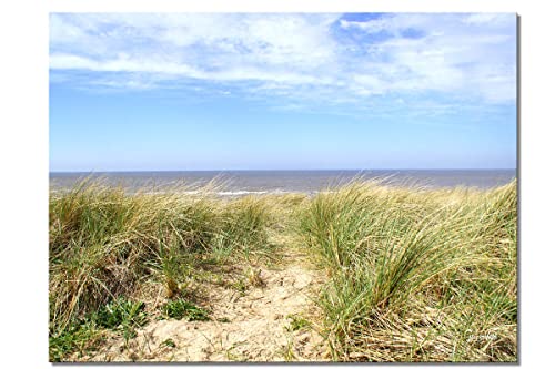Glücksvilla - Duna de Zandvoort - Div. Dimensiones (cuadro de aluminio Dibond 6 mm, 120 x 90 cm) de DE - Impresión artística XXL de pared horizontal - Holanda playa, mar, costa, marítimo Países Bajos