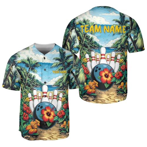 LigtHuy Personalized Bowling Baseball Jersey, Custom Name & Team Bowling Shirt, Uniform for Bowling Team, Bowling Lover (US, Alpha, Small, 5X-Large, Regular, Regular, Multi 22)