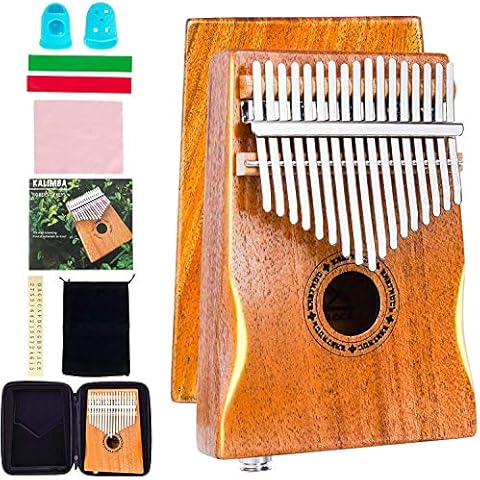 EASTROCK Electric Kalimba Thumb Piano, Electric Mbira 17 Keys Mahogany for Kids Adults Beginners, Professional Portable Electric Marimba Finger Piano EQ 6.35mm Audio Port (Mahogany) Cover