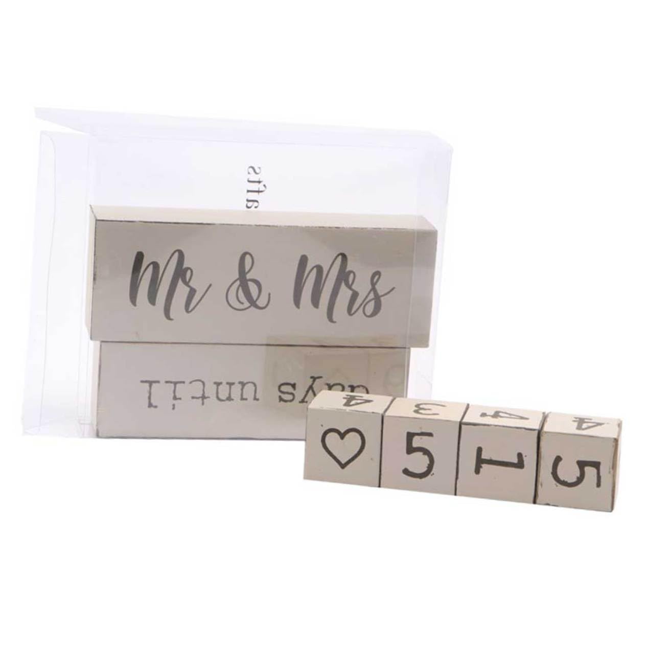 Calendario in Legno a Blocchi Conto alla Rovescia Matrimonio Decorazione da Tavolo Beige