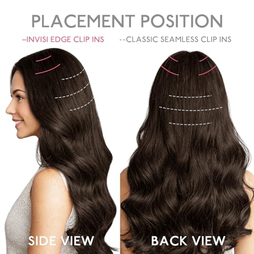 Image of WENNALIFE Invisible Edge Seamless Clip in Hair Extensions Real Human Hair | 18'' 130g 7pcs Balayage Chocolate Brown to Caramel Blonde. Thin PU Weft, Easy, Comfort Clip in Remy Hair Extensions