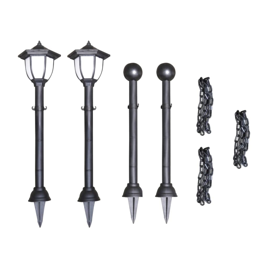 vidaXL 4X Lampioncini Solari da Esterni con Catena di Recinzione e Paletti Giardino Faretti Lampade Decorazione Luci Notturne Ecologiche Bianche