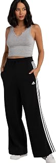 Womens Essentials 3-Stripes French Terry Wide Pants