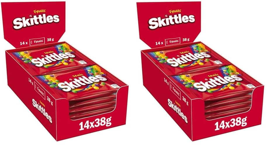Skittles Crazy Fruits, Fruchtbonbons Großpackungen 14 x 38, Kaubonbons mit Fruchtgeschmack, Vegane Snacks (532g) (Packung mit 2)