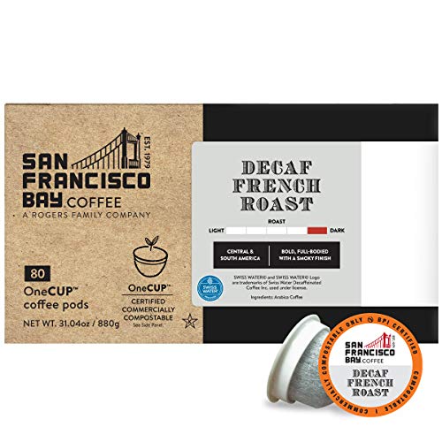 San Francisco Bay Compostable Coffee Pods - Decaf French Roast (80 Ct) K Cup Compatible Including Keurig 2.0, Dark Roast, Swiss Water Processed #TOP4