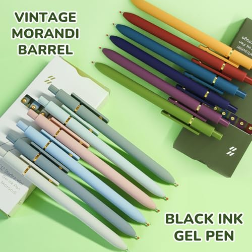 Image of UIXJODO Gel Pens, 12 Pcs Black Ink Pens for Women, 0.5mm Fine Point Smooth Writing Pens, High-End Series Retractable Pens for Journaling Note Taking (12 Pcs Gold Morandi and Vintage)