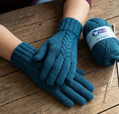 Image of ProKart Premium Woolen 4 ply Hand Knitting Wool Yarn | Fine Weight Knitted and Crocheted Soft Yarn for Sweater, Scarf, Hat, Baby Clothes, Baby Sports, Purse, Gift Bags & DIY Craft Accessories Projects (1 Ball /100 Gram Each) (Dark Teal Blue, 100gms x 2 Pack)