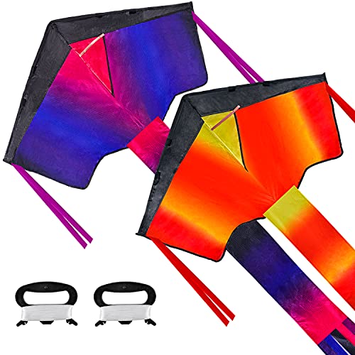 JOYIN 2 Packs Delta Kite Warm and Cold Theme Easy to Fly Huge Kites for Kids and Adults with 262.5 ft Kite String, Large Delta Beach Kite for Outdoor Games and Activities
