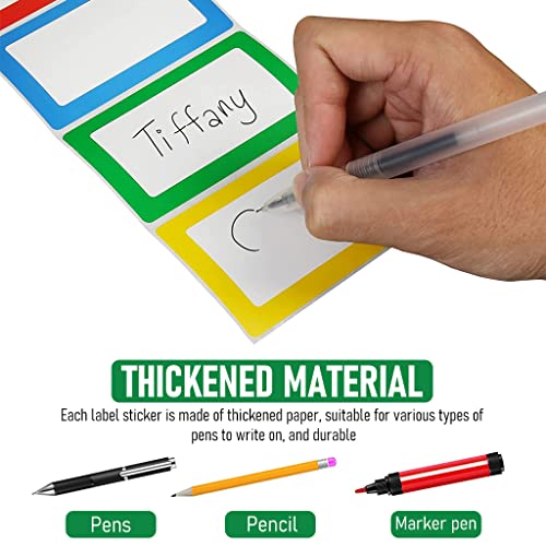 Image of Climberty 300 Sheet Colored Label Stickers, 4 Colors Name Tag Sticker, 3.5 inchx2.3 inch Self Adhesive Tags for Office, School, Classroom, Meeting, Kindergarten, Parties, Warehouses, Clothes and Mailing