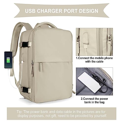 Image of coowoz Carry On Backpack Women Men Travel Backpack Airline Approved Laptop Backpack Sport Rucksack, B-khaki, L, Rucksack