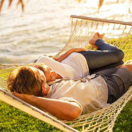 Castaway Living 13 ft. Double Traditional Hand Woven Cotton Rope Hammock – 2-Person, 450 lb Capacity, Free Extension Chains & Tree Hooks, Designed in The USA - Image 5