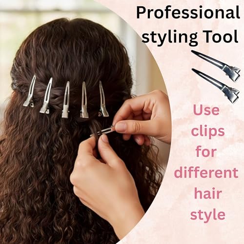 Image of ROSAURA (4.5 CM 50 Pcs) Alloy Steel Single Prong Alligator Hair Clips Base for DIY Hair Accessories, Barrette Hair Clips for Bow Making, Salon, and Hair Styling (Silver Sharp)