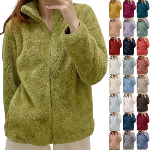 Generisch Chaqueta de invierno para mujer, chaqueta teddy de forro polar, con capucha, cremallera, cuello, cálido, de felpa de forro polar, con bolsillos, chaqueta de transición, chaqueta de forro