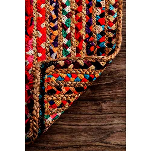 Image of Jute Braided Reversible Square Carpet (Multicolour, 3X5 Feet)