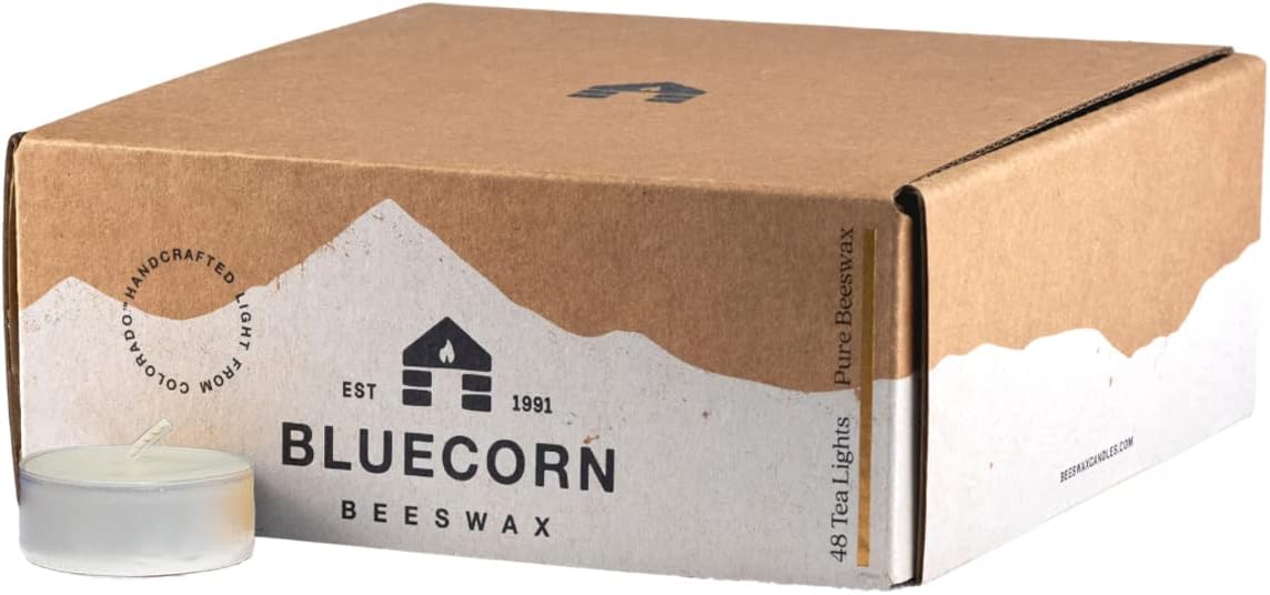 Bluecorn Beeswax 100 Pure Beeswax Tealight Candles in