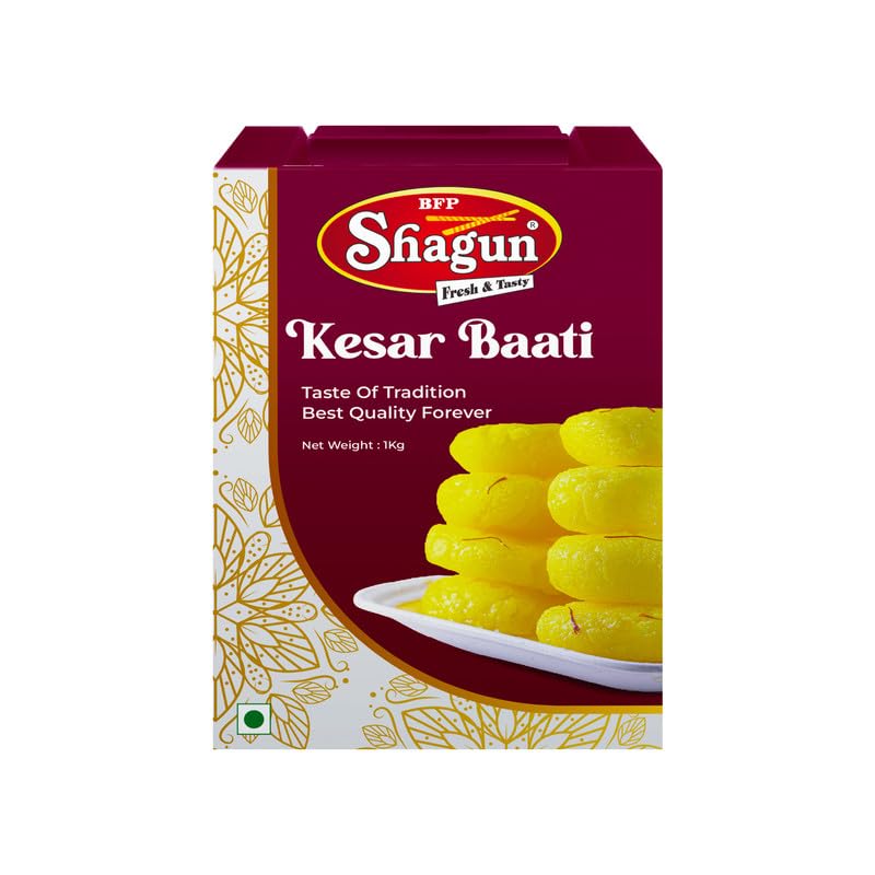 Shagun Kesar Bati 1Kg | Authentic Indian Sweet Rich Flavor, Creamy Texture Kesar Bati | 20 Pieces In 1 Tin with Sweet Syrup | Made with Sugar, Milk Solid | Saffron Flavor Shagun (B0C5XWP8NB) Amazon Price History, Amazon Price Tracker