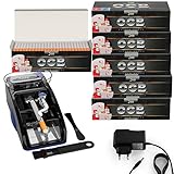 JeVx Máquina Entubar Eléctrica y Liar Tabaco Automática + 1200 Tubos OCB, Máquina para Hacer Cigarros y Liadora de Cigarrillos Azul