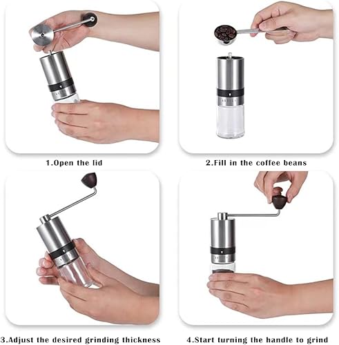 Miniatura 5 de Manual Coffee Grinder-Stainless Steel Hand Coffee Grinder with Adjustable Dragon Tooth Conical Burr, No-Power, Portable Espresso Grinder for Home,
