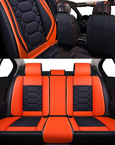 Oasis Auto Car Seat Covers Accessories Full Set Premium Nappa Leather Cushion Protector Universal Fit For Most Cars Suv Pick-Up Truck, Automotive Vehicle Auto Interior Décor (Os-004 Orange) #TOP4