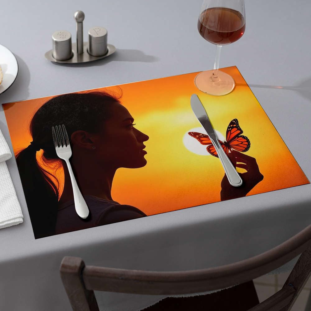 Lot de 6 sets de table pour salle à manger déco originale avec motif crépuscule nature