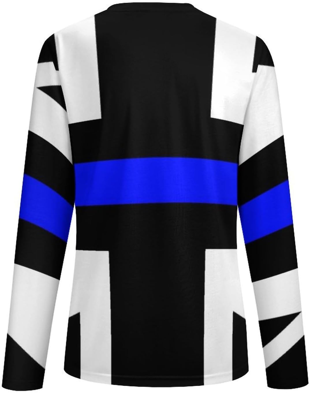 Thin Blue Line United Kingdom Flag Women's Pajama Top Sleepwear Pajamas Sleep T-Shirt Long Sleeve Shirt Crewneck Tee