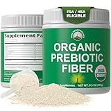 Organic Prebiotic Fiber 3-in-1 Vegan Powder for Gut Health. USDA Organic Raw Whole Food Plant Based Prebiotics Digestive Supplement with Organic Inulin (Jerusalem Artichoke), Acacia Fibers, SunFiber