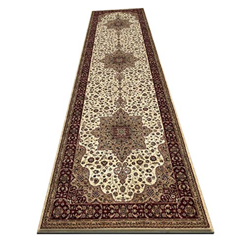B&B Runner Rug, Low Pile Traditional Vintage Carpet Runners for Hallways Long Stair Bedroom Living Room Kitchen Rugs - 60 x 220 Cm - Rome Cream