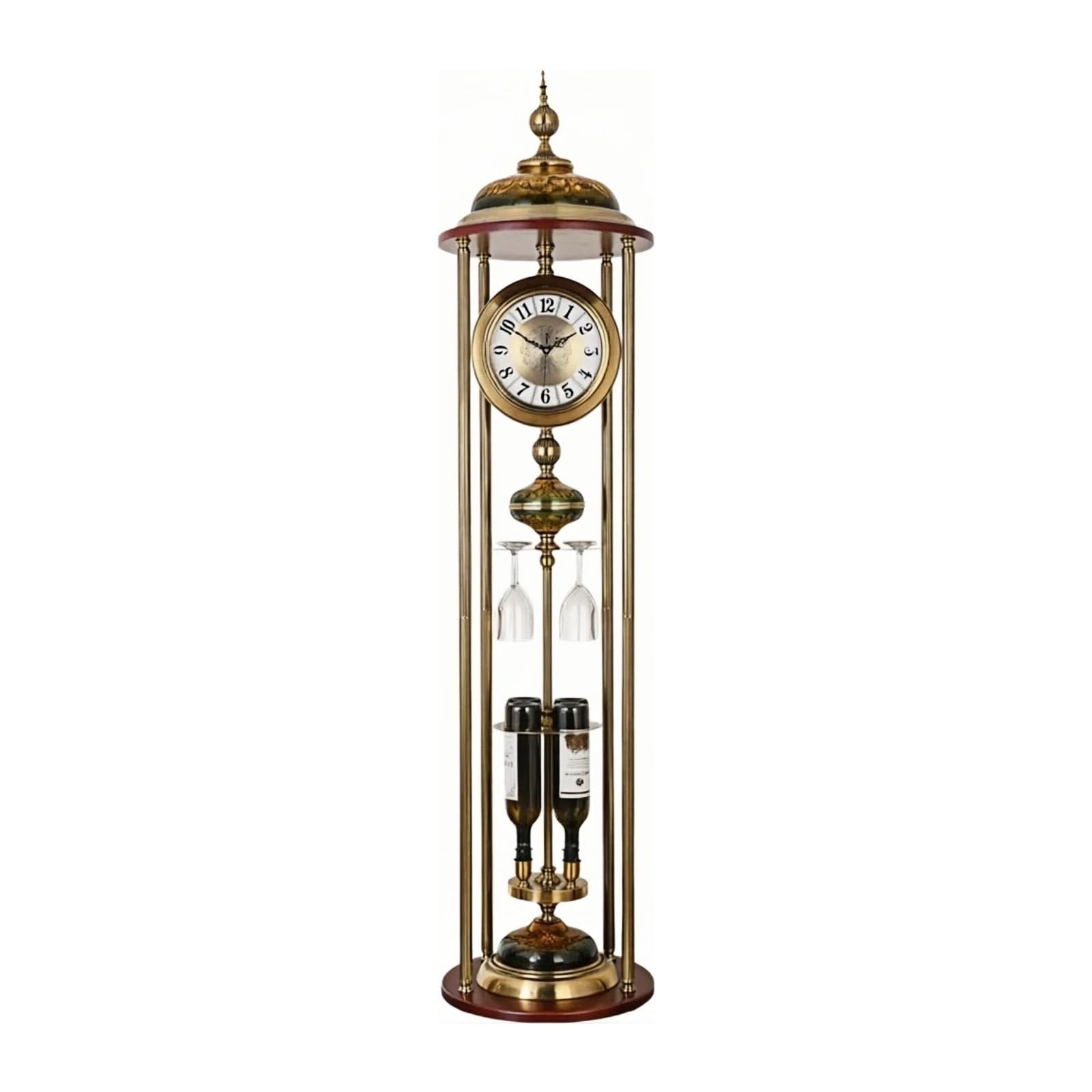 HLHLOP777 Grandfather Alarm Metal Floor Standing Clock Quartz Silent Wine Rack for Villa Decor Floor Clock