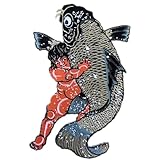 ワッペン屋Dongri アイロンワッペン 歌川国芳 坂田怪童丸 金太郎 鯉のぼり 刺繍 25×18cm 大きいサイズ アップリケ S0012