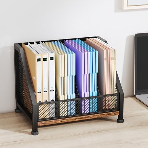SWTYMIKI Desk Organizer - Paper Organizer, Mesh and Wood Desk Office Organizer...