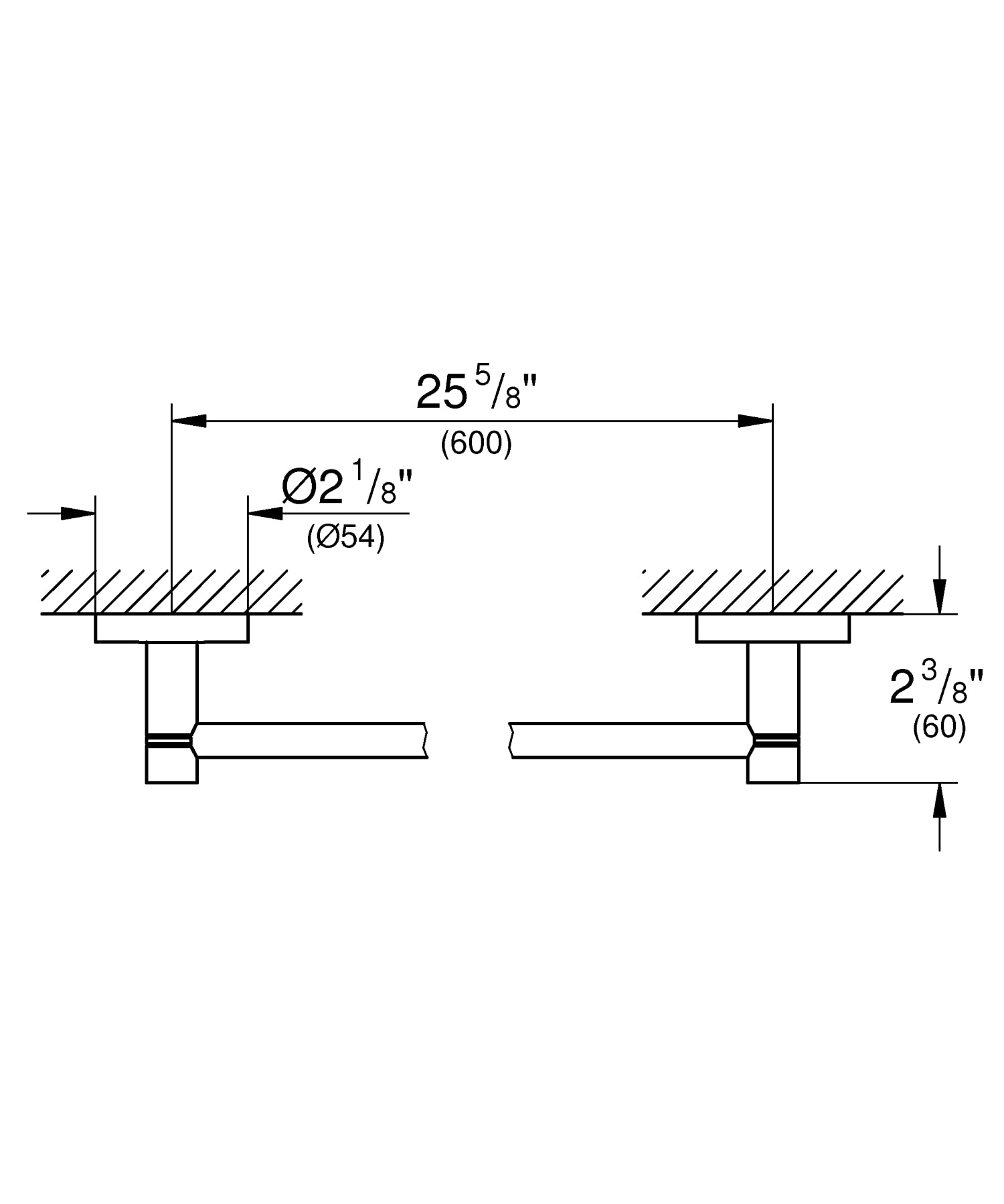 Grohe Start QuickFix - Barra de Toallas 60cm, Cromo, para Pegar (Pegamento QuickGlue A2) o atornillar, Ref. 41178000