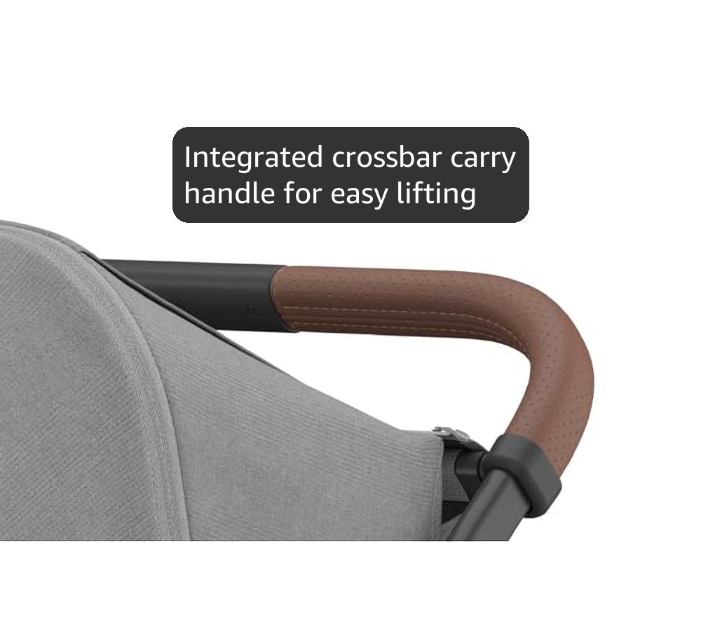 UPPAbaby Minu Duo Side-by-Side Double Stroller - Lightweight + Compact Design for Travel - Easy Fold- From Birth to Toddler - Independent Recline -Greyson(Charcoal Mélange/Carbon Frame/Saddle Leather)