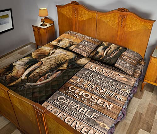 Elephant God Says You Are Brown Pattern Unique Gift For All Season Quilt Blanket & Pillowcases, Quilts Bedding Set & Pillow Cover, King Queen Double Twin Throw Full Size Bedspread Bed Sets #TOP2