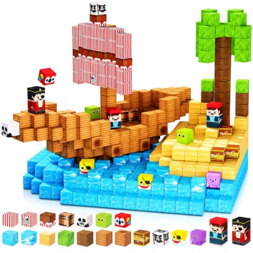 ToyUnited Magnetic Blocks - 100PCS Build Pirate-Ship World Set