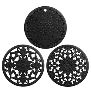 Smithcraft Trivets for Hot Dishes, Hot Pads Kitchen, Silicone Pot Holders, Silicone Mats for Kitchen Counter, Trivet for Hot Pots & Pans, Heat Resistant Mat for Table, Round Trivet Mat Set 3 Black Smithcraft Trivets for Hot Dishes Hot Pads Kitchen Silicone Pot Holders Silicone Mats for Kitchen Counter Trivet for Hot Pots Pans Heat Resistant Mat for Table Round Trivet Mat Set 3 Black