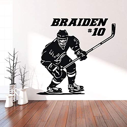 Hockey Wall Decor - Personalized Player With Stick - Vinyl Sticker For Teen, Boy's Bedroom Or Playroom - Sports Decorations #TOP6