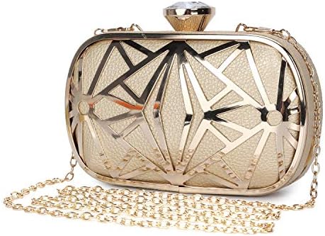 Clocolor Women Evening Bags Exquisite Leather Handbag Metal Hollow Designer Wedding Party Clutch Purse