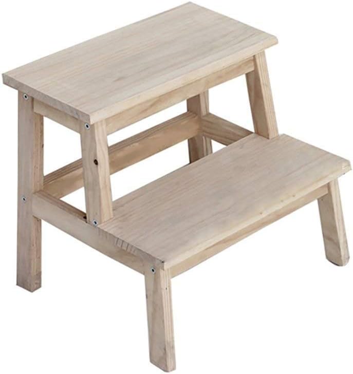 Step Stool Two-Step Stool Bench, Wooden Children's Step Stool, Ladder Chair for Kids and Adults, Home and Office, 16.5x13.8x13.8inches (Color : Wood Color)