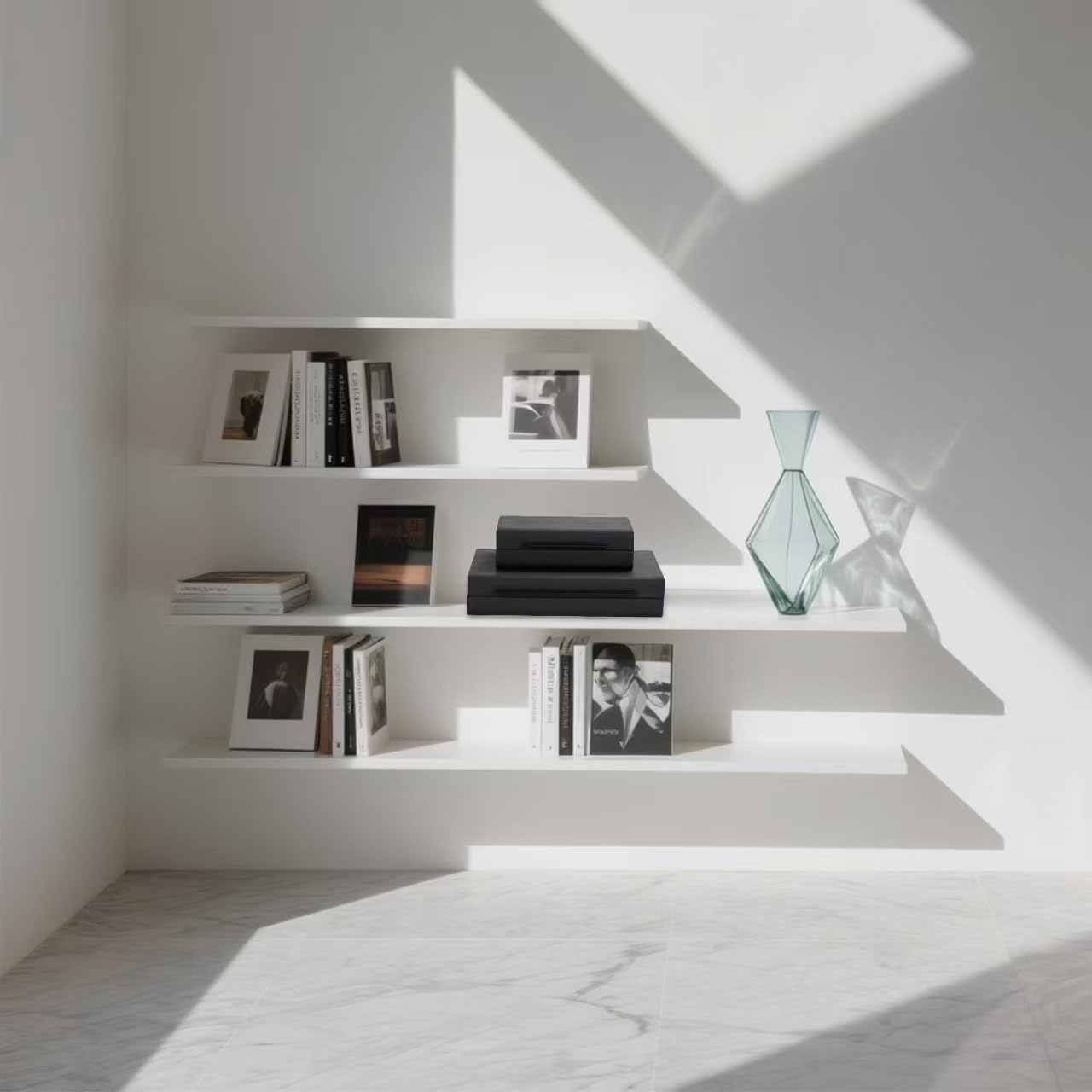 KIngflux Shagreen Decorative Boxes Set of 2-Modern Faux Leather Jewelry Orgazier, Engineered Wood Keepsake Boxes With Black Metal Handles for Home Decor Living Room Console Table, Gift (Black) - Image 2