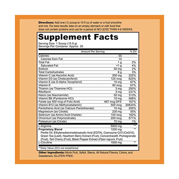 Cardio-Heart-Health-Powder--L-Arginine-Supplement-5000mg-L-Citrulline-1000mg1682-oz Cardio Heart Health Powder – L-Arginine Supplement 5000mg & L-Citrulline 1000mg,16.82 oz